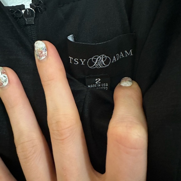 BETSY AND ADAM BLACK HIGH LOW GOWN - Picture 6 of 7